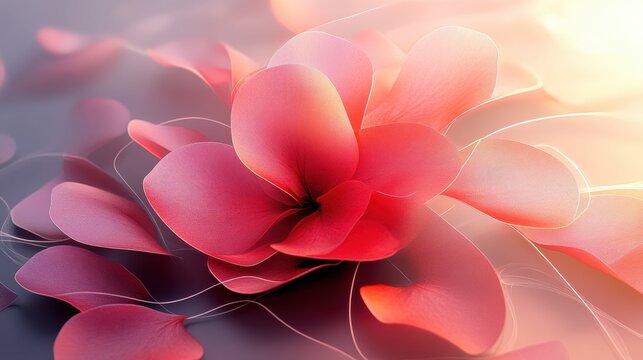 Abstract floral design with petals forming parabolic curves. Minimalist composition with text space