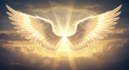 Celestial Angel Wings Glowing with Ethereal Light