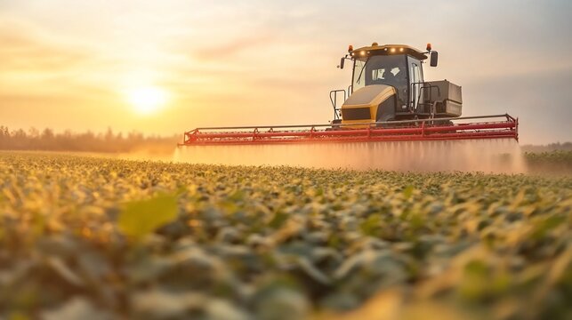 Sunset Wheat Field Tractor Farming Agriculture