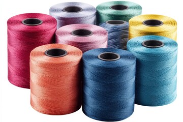Colorful spools of thread arranged in a grid, showcasing vibrant hues for sewing projects.