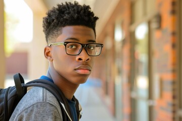 Fototapeta premium Portrait of a high school African American male student
