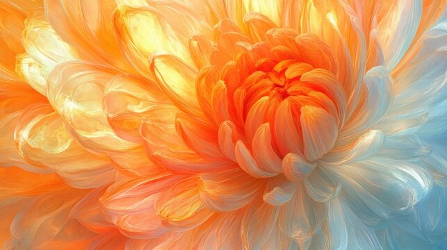 Abstract floral design with petals forming parabolic curves. Minimalist composition with text space