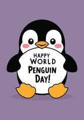 Vector Designs for World Penguin Day – Cute Penguins, Snowy Landscape, T-shirt, Sticker, Social Media & Animated GIF