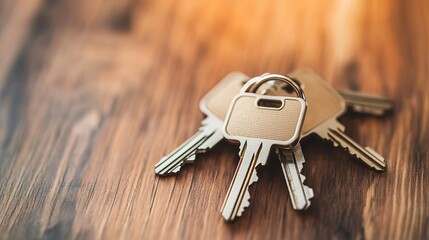 House Keys on Wooden Table Background Real Estate Home Sweet Home New Home Ownership Keys Security Keys Property Keys Metal Keys door lock rent sale  