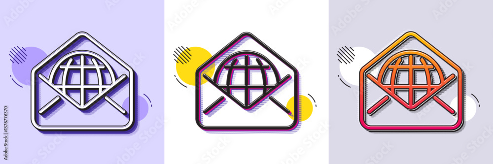 Poster web mail line icon. halftone dotted pattern. gradient icon with grain shadow. message correspondence