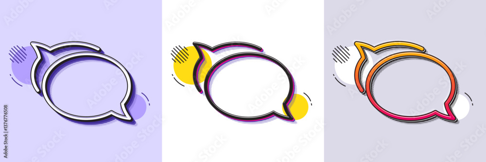 Poster talk bubble line icon. halftone dotted pattern. gradient icon with grain shadow. speech bubble sign.