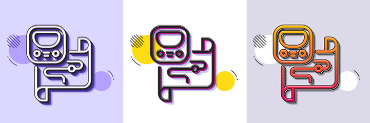 Metro map line icon. Halftone dotted pattern. Gradient icon with grain shadow. Underground subway sign. Train transit location symbol. Line metro map icon. Various designs. Vector