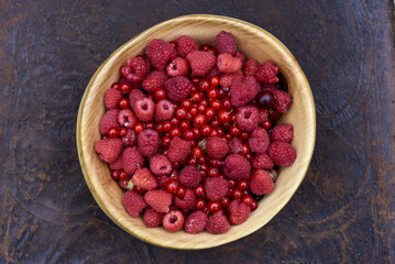 Frische Bio Garten Beeren (Himbeere, Ribisel, Stachelbeere)