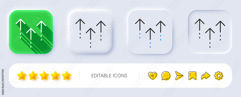 Poster swipe up line icon. neumorphic, flat shadow, 3d buttons. scrolling arrow sign. landing page scroll s