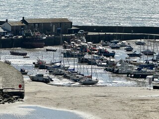 boats on the beach Lyme Regis Dorset England 