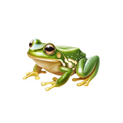 Obraz premium Detailed illustration of a green tree frog with white spots on a transparent background, showcasing amphibian wildlife and nature concept
