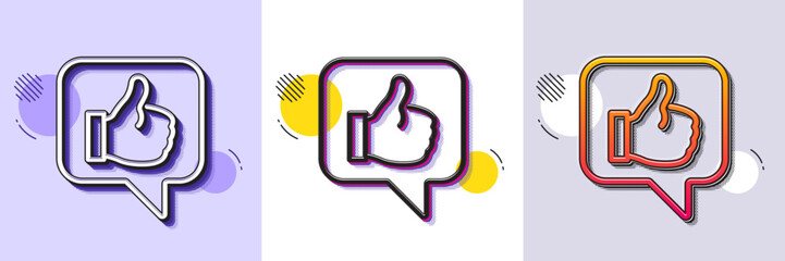 Like line icon. Halftone dotted pattern. Gradient icon with grain shadow. Thumbs up sign. Positive feedback, social media symbol. Line like icon. Various designs. Vector