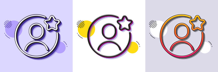 Obraz premium Best friend line icon. Halftone dotted pattern. Gradient icon with grain shadow. User review star sign. Customer top rate symbol. Line best friend icon. Various designs. Vector