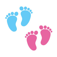 Pink & Blue Baby Feet Silhouette, Cute Baby Footprints