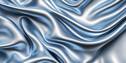 Obraz premium Frosty silver-blue textures wallpaper featuring smooth silk waves. The cool metallic tones create a sleek and modern high-definition design.