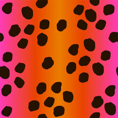 Groovy psychedelic seamless animal print. Vector illustration. Abstract black stains on bright gradient background
