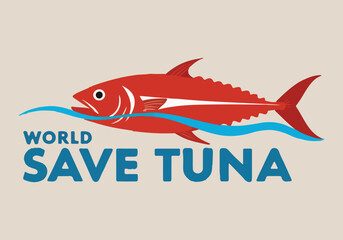 Vector Designs for World Tuna Day - Social Media, T-Shirt, Sticker, Poster, Print Cards, Animated GIF - Solid Colors, No Gradients, Eco-Friendly Illustration