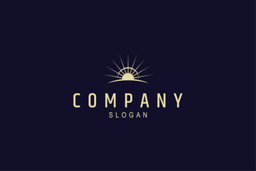 sunrise sunset logo with gold color flat design