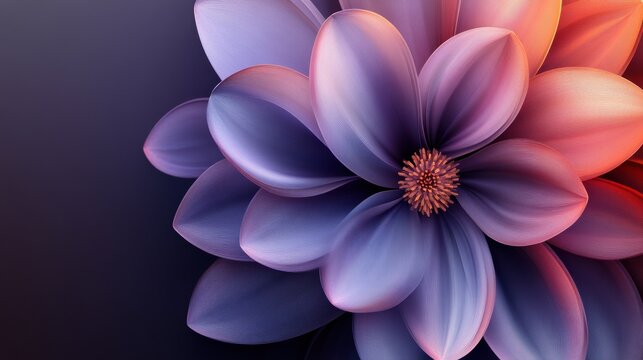 Abstract floral design with petals forming parabolic curves. Minimalist composition with text space