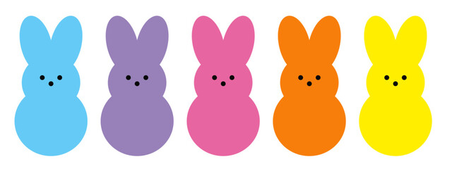 Colorful Marshmallow Bunnies Vector, Easter Candy Design