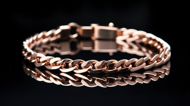 A photo of a rose gold chain bracelet.