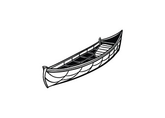 Silhouette of canoe isolated on a white background