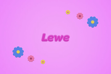 Lewe female girl name illustration in pink with blossoms, flowers © lhphotos
