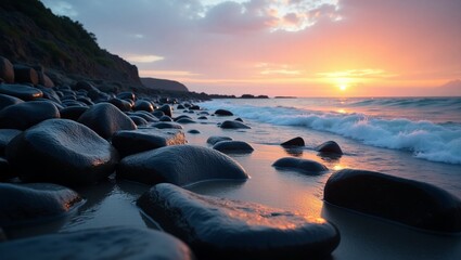sunset on the beach - Generated AI