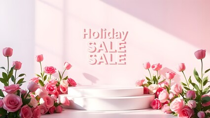 Elegant Floral Reflections: Luxury Glass Podium Showcase