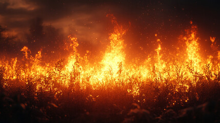 A modern interpretation of the biblical burning bush, symbolizing divine presence and resilience, where the bush burns without being consumed, representing faith, strength, and spiritual endurance.

