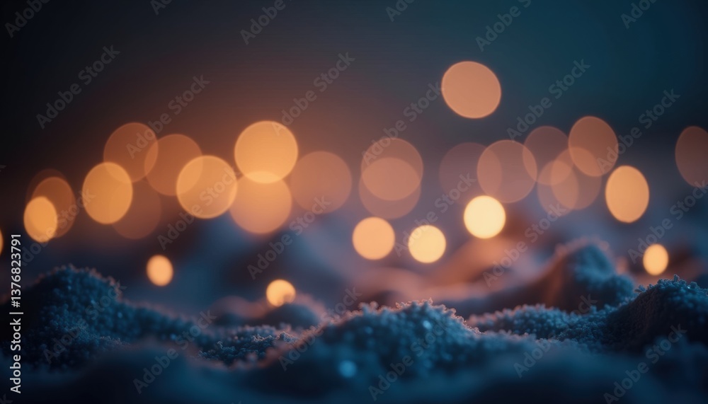 Poster soft snow background with warm glowing lights