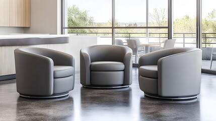 Modern Gray Office Waiting Room Corner with Stylish Armchairs for Professional Workspace Design