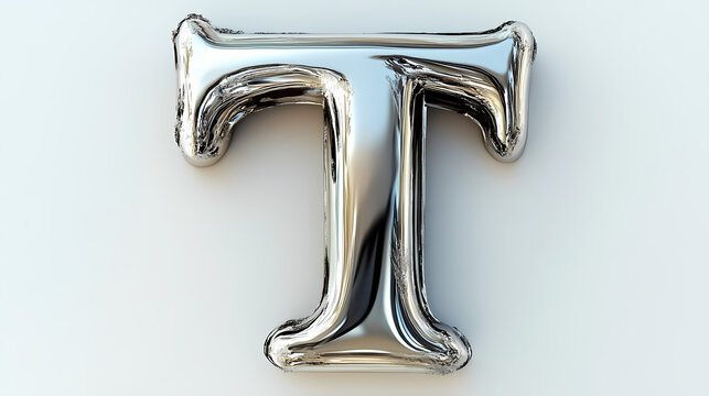 One letter from titanium alphabet set, isolated on white. 3d illustration. Titans Script. Illustration