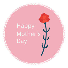 母の日　一輪の赤いカーネーションとHappy Moter’s Day　ベクターイラスト