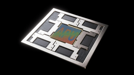 3d rendered image of an APU or Accelerated Processing Unit