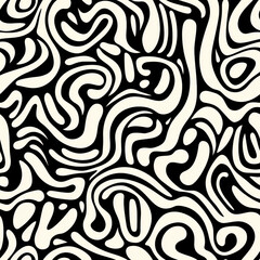 Obraz premium A chic abstract black and beige doodle pattern, perfect for modern art and stylish digital prints or wallpapers.