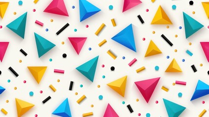 Vibrant and sleek seamless pattern featuring various geometric shapes, perfect for modern design projects.
