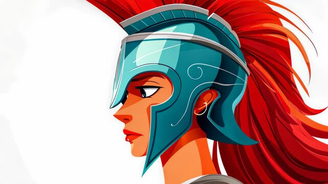 Discover the essence of a fierce goddess known for wisdom, strategy, and the arts through this vibrant vector illustration.