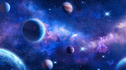 Obraz premium Seamless Space Texture – Cosmic Nebula Background