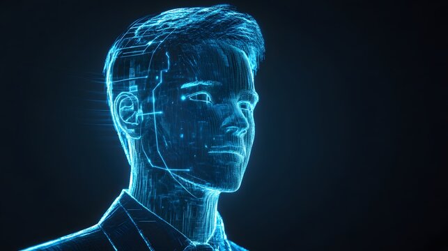 Digital Rendering of a Humanoid Figure in Blue, Representing Technology, Artificial Intelligence, and Future Innovation Concepts