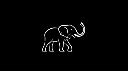 Elegant White Elephant Line Art Design Minimalist African Animal Wildlife Graphic Simple Illustration Vector Silhouette Logo Icon Image for Branding  