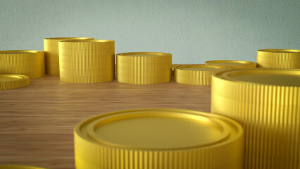 The Gold coins for Business concept 3d Rendering.