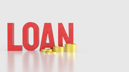 Fototapeta premium The Red Loan Text and coins for Business concept 3d Rendering.