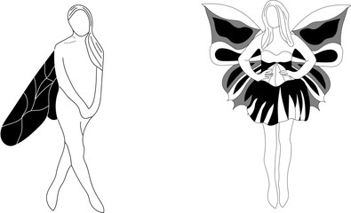 
sketch of a fairy on a white background