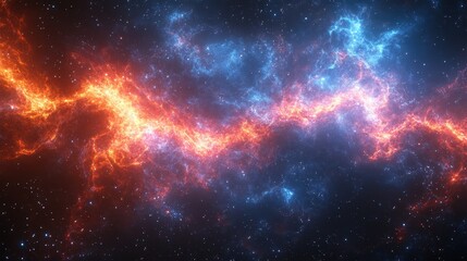 Obraz premium Cosmic Nebula Red and Blue Energy Collision