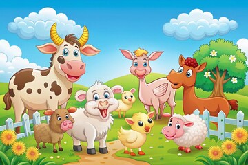 Obraz premium Adorable Farm Animals Coloring Pages: Fun Educational Activity for Kids