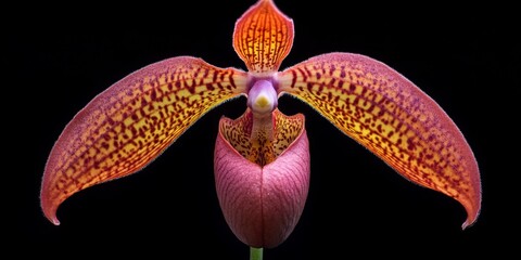 This stunning orchid showcases vibrant colors and intricate patterns. It represents beauty and elegance. A perfect element for floral themes. Capture the essence of nature. AI