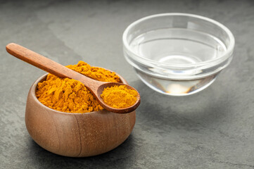 Finely dried turmeric powder for mixing with water - Curcuma longa
