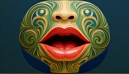 A surreal vase featuring a nose and mouth, blending art and functionality in a unique design. Perfect for conceptual art, interior decor, and creative advertising, offering a bold and artistic visual.