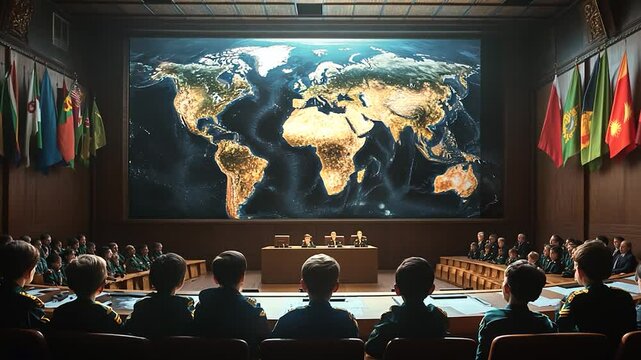 Global Conference Room with Leaders Discussing International Matters
